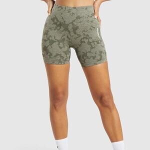 Gymshark Adapt Camo Seamless Shorts Green High Rise - Size S